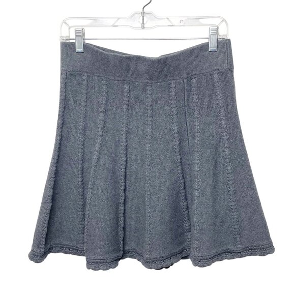 CAbi Gray A Line Cable Knit Sweater Mini Skirt Womens Size Small Pleated Pull On - Picture 8 of 8